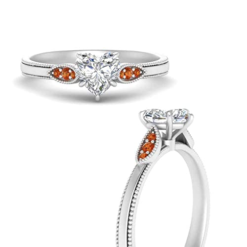 Image of Choose Your Gemstone Milgrain Simple Diamond CZ Ring Sterling Silver Heart Shape Milgrain Engagement Rings Everyday Jewelry Wedding Jewelry Handmade Gifts for Wife US Size 4 to 12