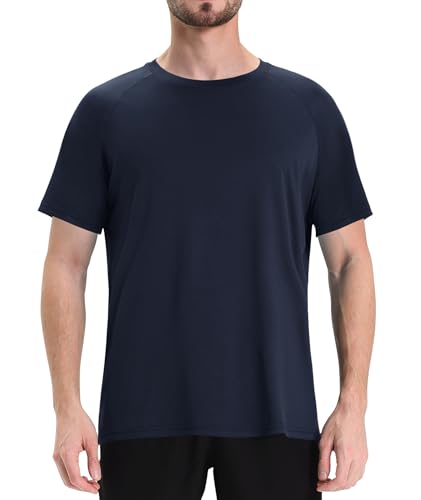 LalaHooK Workout Mens Shirts - Black Quick Dry Gym Short Sleeve Moisture Wicking T Shirts for Running Athletic Casual Work