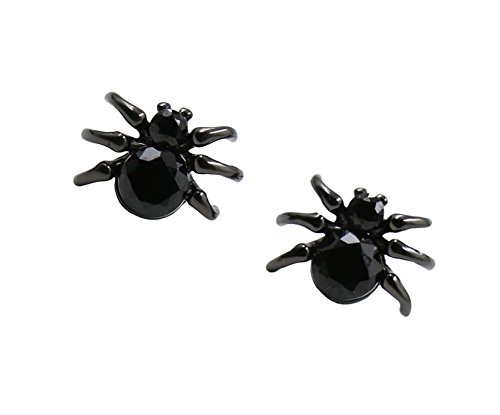 Minimalist 925 Sterling Silver Stud Earrings Punk Black Spider Stud Earrings (1 pair)