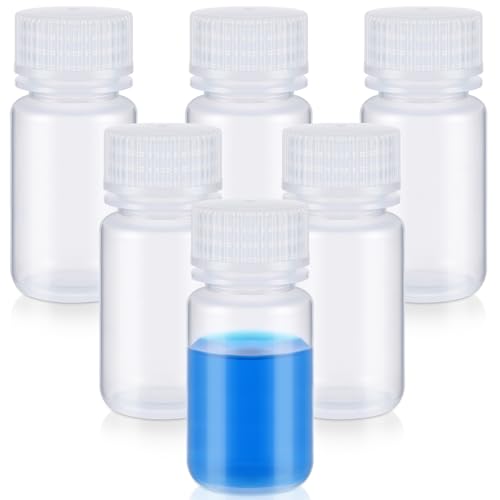 Tatuo 6 Pcs 2 oz 60ml Polypropylene Reagent Bottle Plastic Sample Bottles with Screw Caps Transparent PP Sample Containers with Lid for Liquids, Laboratory, Storage at Home (Clear)