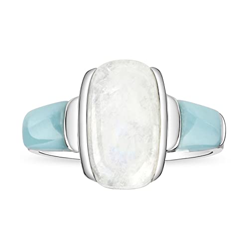 Stauer Larimar & Moonstone Ring – Genuine Gemstone Rings For Women – .925 Sterling Silver Rings For Women – Rare Larimar Jewelry Womens Rings Size 07 #TOP3