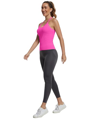 Image of MathCat Seamless Workout Tank Tops with Built in Bra,Racerback Athletic Tank Tops Ribbed Soft Yoga Shirts XS-XL