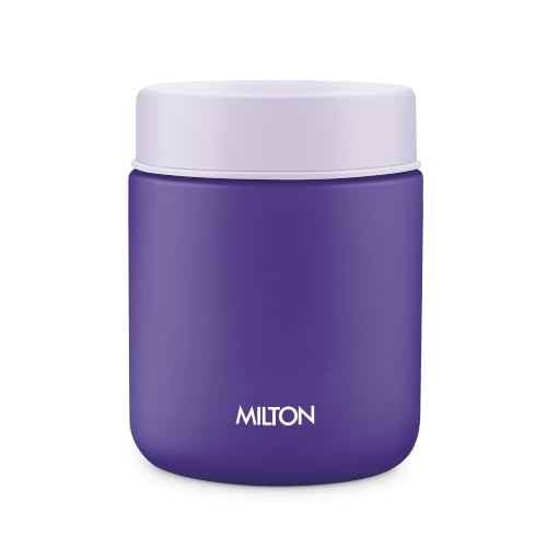 Image of Milton Grab N Go 450 Thermosteel Vacuum Insulated Food Jar|Hot & Cold Thermal Flask|Double Walled|Leak Proof|Ideal for carrying Soup, Khichdi, Sweet Corn to Office, School & Travelling, 410 ml, Purple
