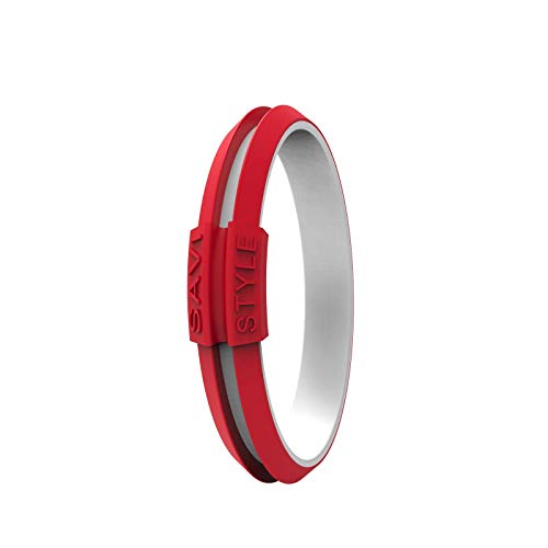 Silicone Sportswear Hair Tie Bracelet Ponytail Holder (Medium Team Red)