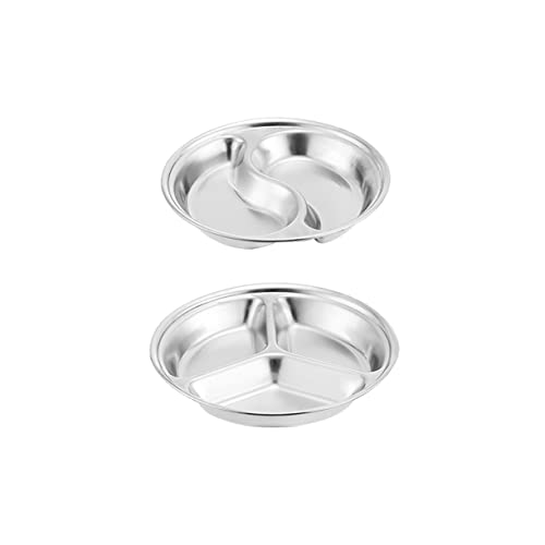 COLLBATH 4pcs Stainless Steel Seasoning Dish Saucers Bowl Grid Appetizer Dish Chip Dipping Dish Snack Food Sauce Dish Sushi Dipping Bowl Appetizer Plates Seasoning Saucer Mini Plates Silver