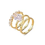 Tolldek Anillos de boda de oro blanco Au 375/585/750, elegantes anillos clásicos para parejas con moissanita, talla 47 – 65, Oro amarillo de 18 quilates (750), Moissanita