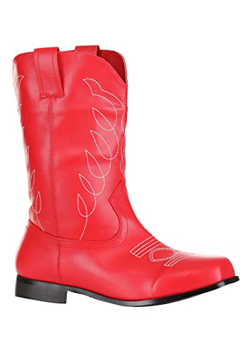 Women's Red Cowboy Boots | Mid Calf Western Costume Shoes PU Faux Leather, Rubber Sole | Rodeo Cowgirl Footwear