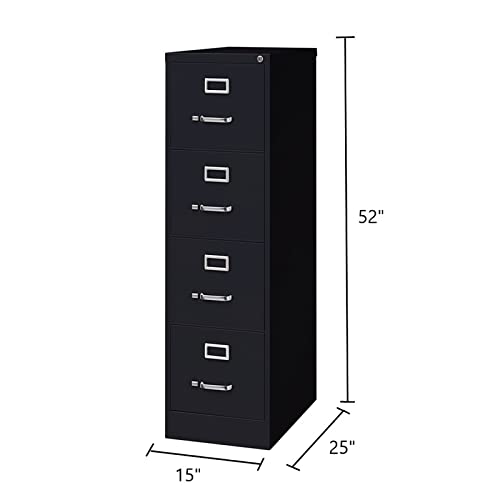 Pemberly Row 4 Drawer 25" Deep Letter File Cabinet In Black, Fully Assembled #TOP2
