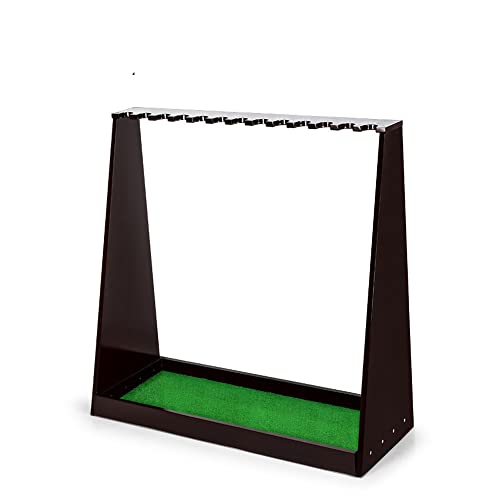 Wooden Golf Putter Stander Holder Golf Club Rack with Artificial Grass Mat- Indoor Display Rack - Holds 13 Clubs