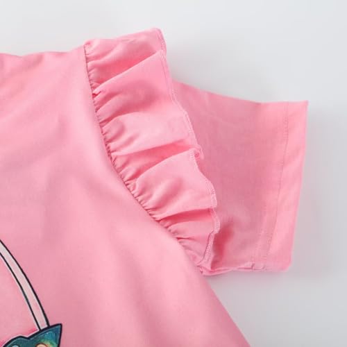 Image of Girls Short Sleeve Shirts Toddler Summer Top Kids Cotton Clothes 2-7 Years