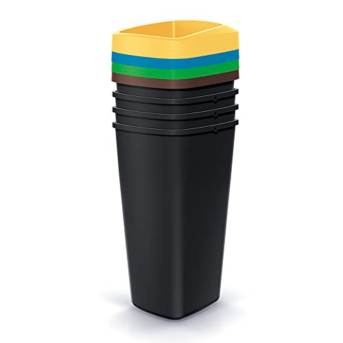 Lot de 4 bacs de recyclage 25L KEDEN : poubelles de tri sélectif modulables