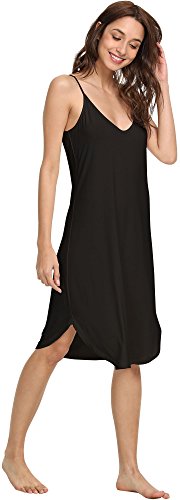 Image of GYS Women's Bamboo Viscose Full Slips for Under Dresses Cami Slip Dress | Lightweight, Anti Static, Adjustable Spaghetti Straps, Silky Soft, Moisture-Wicking, Perfect for Sheer Dresses