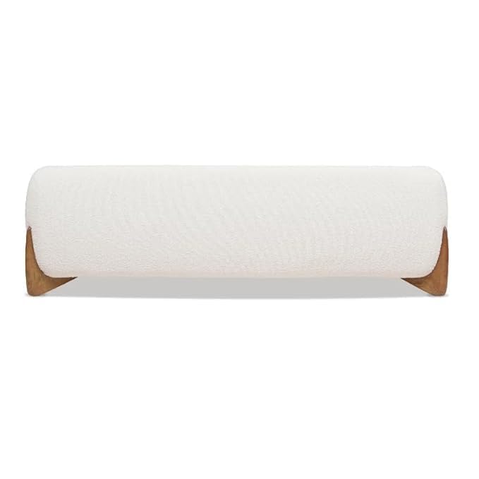 Image of Upholstered 3 Seater Sofa Three Seater Sofa with Wooden Legs for Living Room Hotels & Offices (3 Seater White)