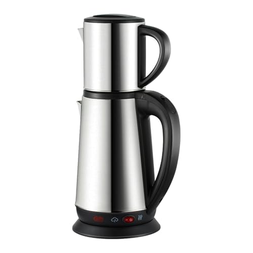 Hervidor de Agua 2 en 1, Hervidor Eléctrico de Doble Capa con Filtro de Té de Acero Inoxidable, 1,8L + 0,8L Hervidor Eléctrico con Tetera, Hervidor de Agua para Café y Té para Oficinas, Hoteles