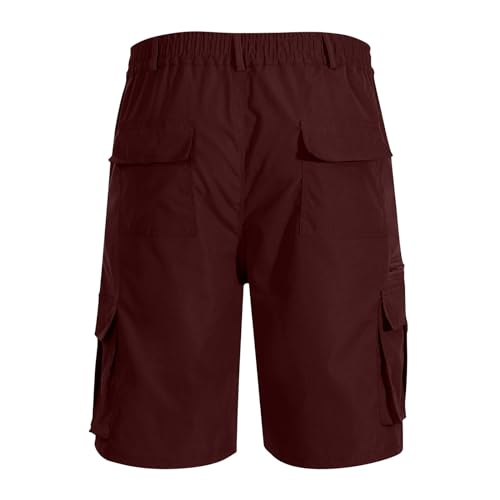 Image of Cargo Shorts for Men,Summer Casual Elastic Waist Big Tall Baggy Shorts Lightweight Hiking Short with Multi Pockets