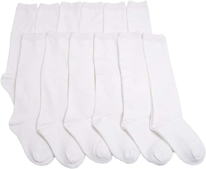 HaraDeco Calcetines Escolares 95% Algodón, Calcetines Largo Hasta la Rodilla para Uniformes y Sport, Calcetines Liso para Vestir Diario