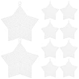 Healvian 10 Unidades Láminas de Malla de Plástico para Hacer Tú Mismo Diseño de Estrella, Material Plástico Blanco Adecuado para Bordado y Confección de Bolsas