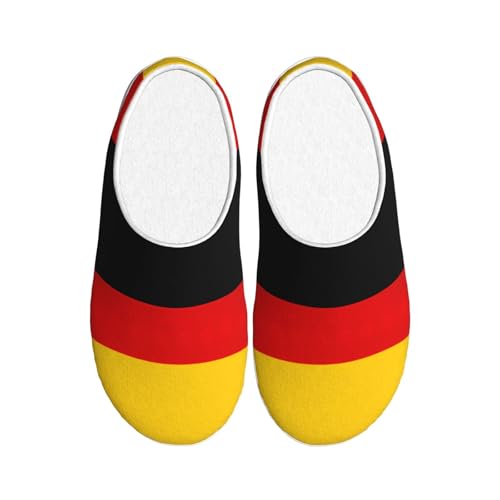 Cozy German flag print Slippers Indoor and Outdoor Fuzzy House Shoes Anti-Skid Sole Gifts for Women Indoor Scuff