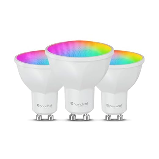 Nanoleaf Matter Essentials Pack de 3 Ampoules LED GU10 Connectées RGBW - Lampes Intelligentes, Matter sur Thread, Bluetooth, Compatible Google Apple, Synchro Musique et Ecran, Salon Bureau Gaming