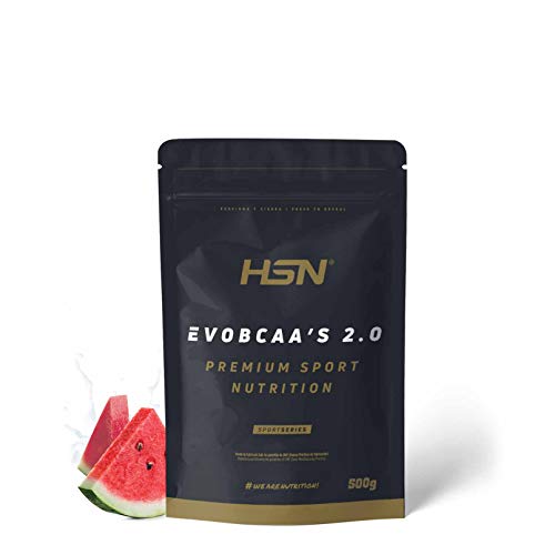 HSN BCAA con Glutamina Evobcaa's 2.0 | Sandía 500g | Aminoácidos Ramificados Ratio 12:1:1 (Leucina + Valina + Isoleucina) | No Incluye Dosificador | No-GMO, Vegano, Sin Gluten