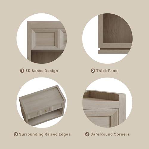 SICOTAS Night Stand Set 2, 26" Wide Nightstands with Drawer, Large Queen Size Nightstands Set of 2, Modern Bedside Table for Bedroom, Side End Table, Grey White Oak