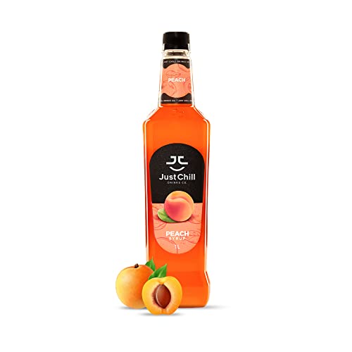 Just Chill Drinks Co. Peach Fruit Syrup, 1 Litre - Flavor of Freshly Picked Peaches - Non-GMO, Vegan, Gluten Free
