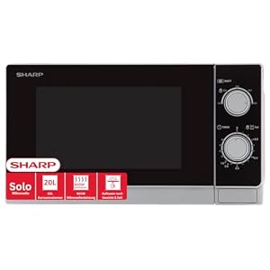 Sharp R200INW Solo-Mikrowelle/ 20 L/ 800 W/ 5 Leistungsstufen/Timer von 35 Minuten bis 00 Sekunden/gewichtgesteuertes Auftauen/Energiesparmodus/G... (25, 5 cm)/ silber