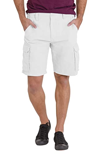 westAce Mens Cargo Combat Shorts 100% Coton 6 Pockets Chino Summer Work Safety Essential Half Pants All Waist 32-44 (White, 42W)