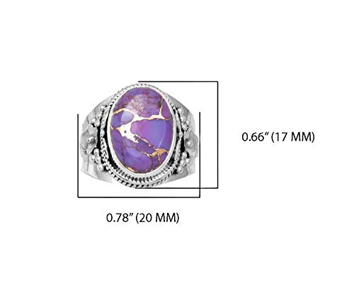 Yotreasure Purple Copper Turquoise Solid 925 Sterling Silver Chunky Ring Jewelry #TOP5