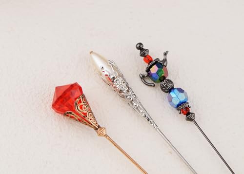 Image of Alilang Classic Vintage 3Pcs Hat Brooch Pin Set with Rhinestone and Pearl Accents for Scarves and Hats Lapel Pin Accessories
