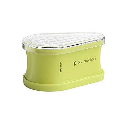 Beter – Quitadurezas con depósito para pedicura, elimina durezas y pieles muertas de los pies, acero inoxidable, con lima de pedicura