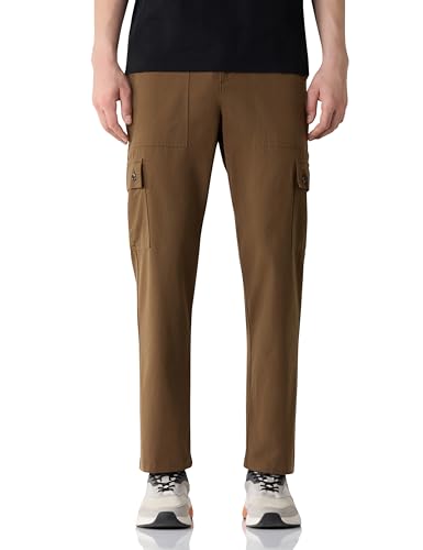 Image of Amazon Brand - Symbol Men Relaxed Fit Cargo Trouser (Semi Elasticated Waistband | 100% Cotton | Pants)