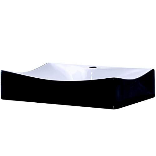 Novatto Np-01134Bw Ceramic Above Counter Rectangle Bathroom Sink, 22" L X 15.75" W X 4.25" H, Polished Black And White #TOP6