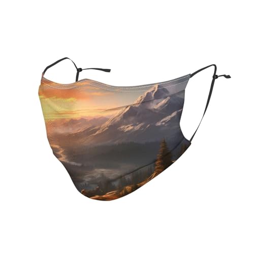 YYHWHJDE Adult Masks Washable 1 Soft breathable Suitable for camping, running, traveling daily use Mountain Sunrise Picture
