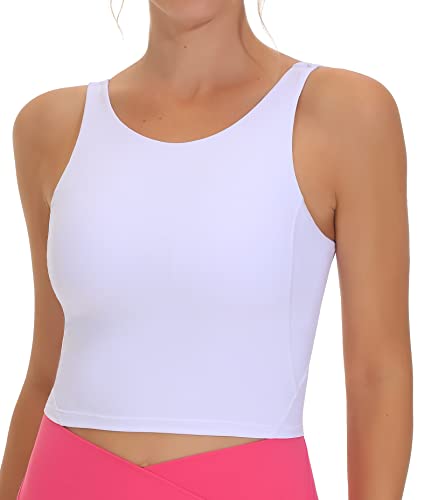Image of THE GYM PEOPLE Women Sports Bra Sleeveless Padded Running Workout Tank Tops | U-Shaped Beauty Back, High-stretch fabric, Crop design, Sleeveless, Removable pads, Ideal for workout and daily wear