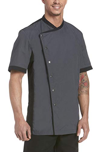bsf uniforms Men's Half Sleeves XXL Grey Polycotton Black Piping Contrast Chef Coat-picture-15