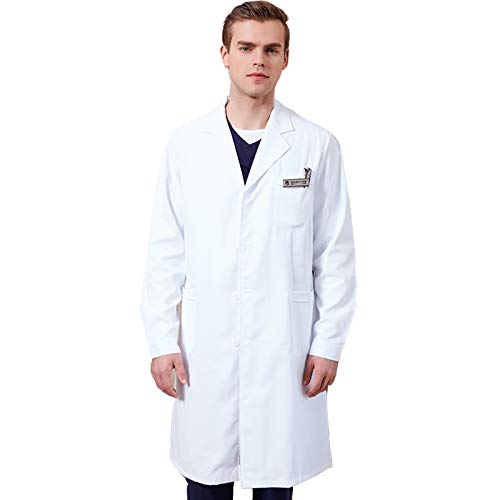 Matchwill Blouse de Laboratoire/Blouse de Medicale Vêtements, Coton et Blanche - Adaptée Hommes & Femmes,Dentiste,étudiants,Enfant, Chimie Expérimentation Scientifique,Cosplay (XL) Cover