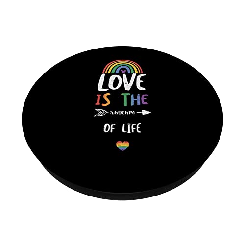 Queer: Love is the rhythm of life - LGBTQ Sayings PopSockets Swappable PopGrip, Black - Image 2
