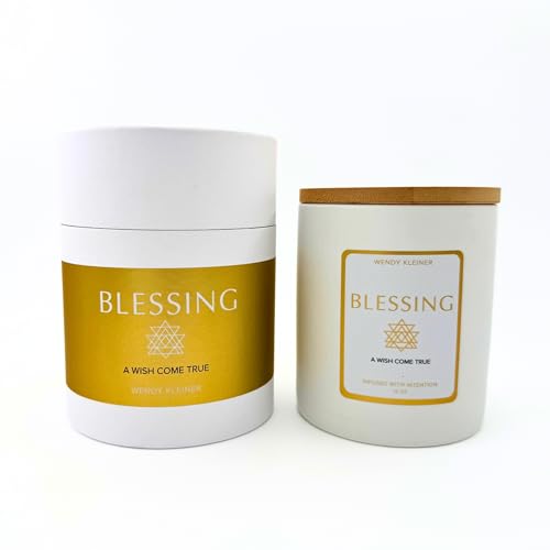 Image of Blessing Scented Soy Coconut Candle Phthalate-Free 12 oz | White Tea, Sage & Eucalyptus | A Wish Come True | Cleansing Aromatherapy Home Fragrance