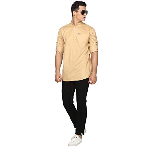 Image of Urbano Fashion Men's Cotton Full Sleeve Casual Shirt with Mandarin Collar Slim Fit