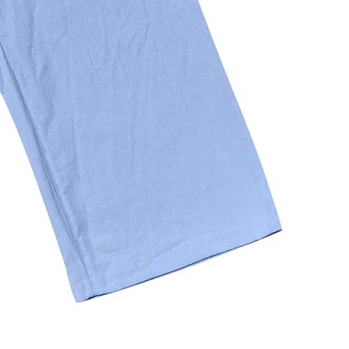 Linen Pants Men Plain Beach Button Front Placket Drawstring Casual Lightweight Baggy Dress Trousers with Pockets Summer4