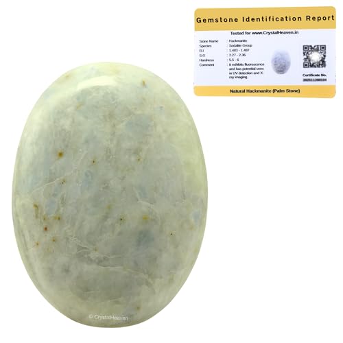 Image of Hackmanite Crystal Palm Pebbles Stones for Anxiety Stress Relief Massage - AAA Grade Original Healing Gemstone Agate Palm Stone for Yoga Meditation Spiritual Reiki Feng Shui