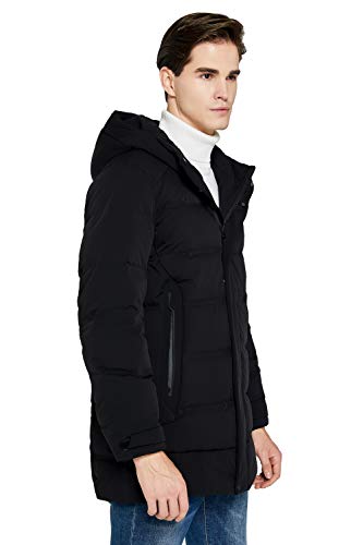 Orolay Men's Double Snap Winter Down Coat Thickened Jacket With Stand Collar Pirate Black M #TOP2