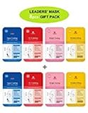 Korean Leaders Face Mask Sheets 8pcs Gift Pack Including Best Skin Care Masks 2 X of Aqua Coating, AC-Calming, Bright Toning and Wrinkle Lifting EX Solution in a Customized FACIAL-MASK Gift Pack