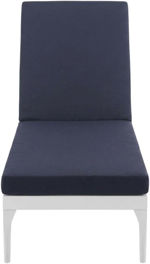 White Patio Chaise Lounge Chair with Cushioned Seat, 3.5-Inch Thick Cushion, Durable Construction, Comfortable Design