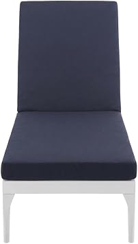 White Patio Chaise Lounge Chair with Cushioned Seat, 3.5-Inch Thick Cushion, Durable Construction, Comfortable Design