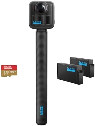 GoPro MAX2 + Accessory Bundle - Includes 4ft (1.2m) Extension Pole, 2 1960mAh Enduro Batteries, 64GB SanDisk microSD Card