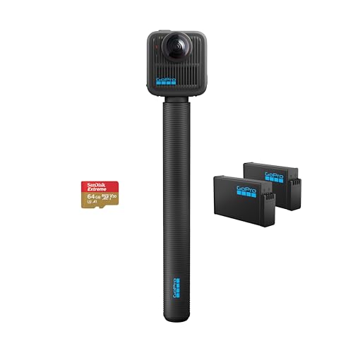 GoPro MAX2 + Accessory Bundle - Includes 4ft (1.2m) Extension Pole, 2 1960mAh Enduro Batteries, 64GB SanDisk microSD Card