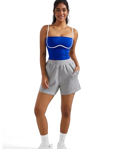 Image of OMKAGI Womens Workout Tank Tops Adjustable Strap Longline Sports Bra Padded Sleeveless Top