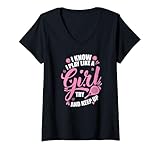 Mujer Sé que juego como una chica, intento y seguir el pádel Camiseta Cuello V